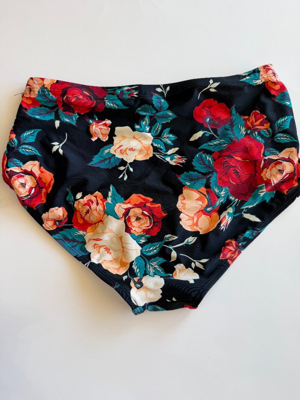 CUPSHE Black Floral High Waisted Bikini Bottoms Size L
